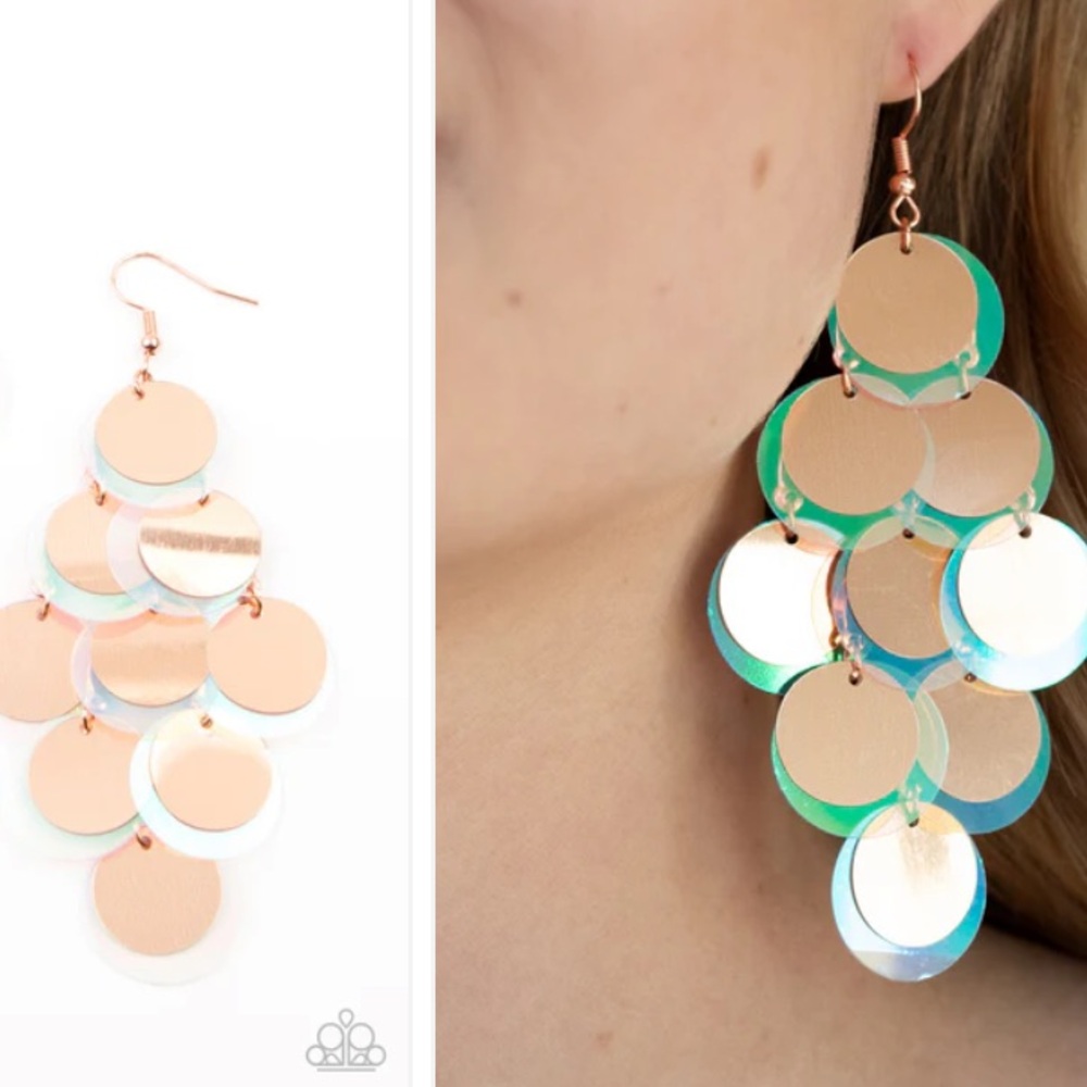 ⚪️🟢⚪️ “SEQUIN SEEKER” COPPER EARRINGS ~ PAPARAZZI❗️⚪️🟢⚪️ STUNNING❗️ - Picture 3 of 4